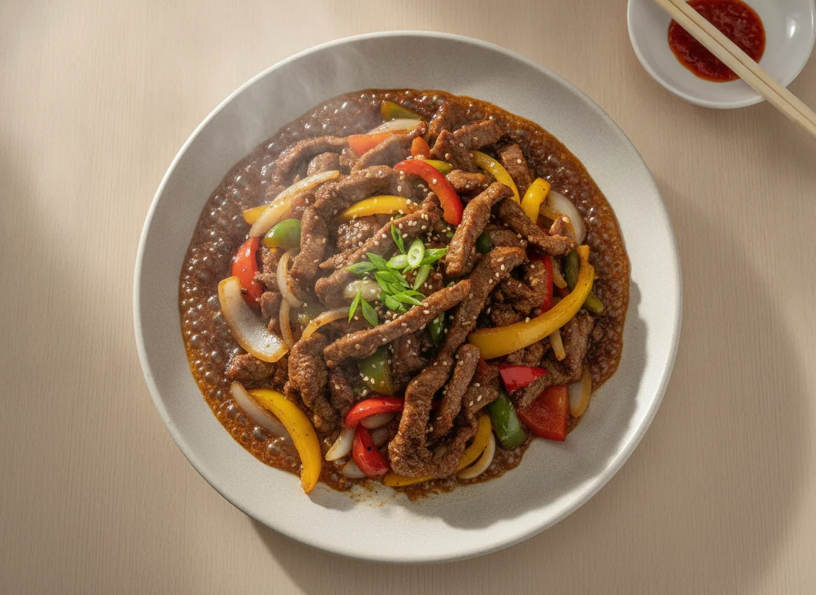 Beef Sizzler with Peppers and Onions photo