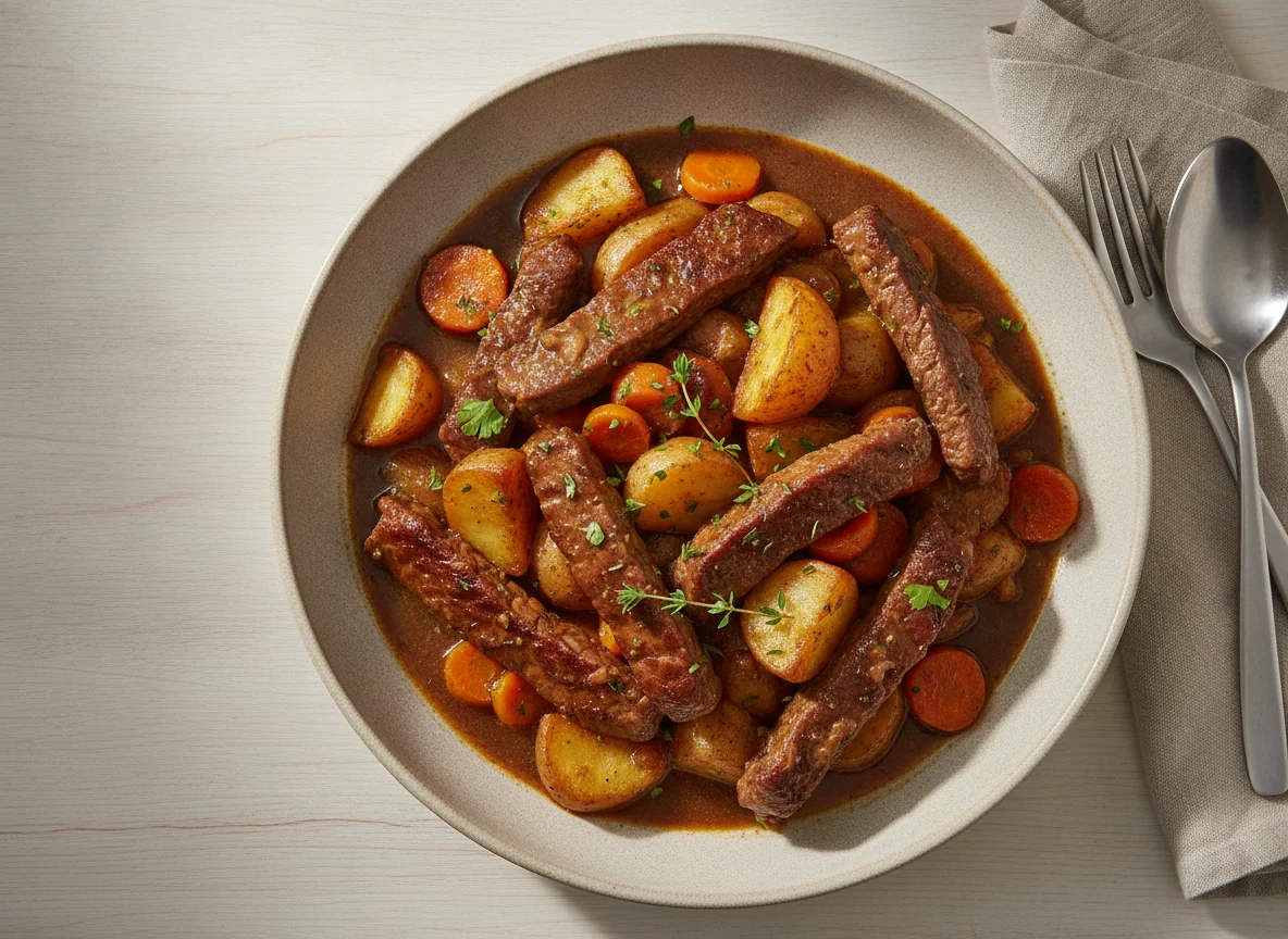 Beef stew with potatoes and carrots photo