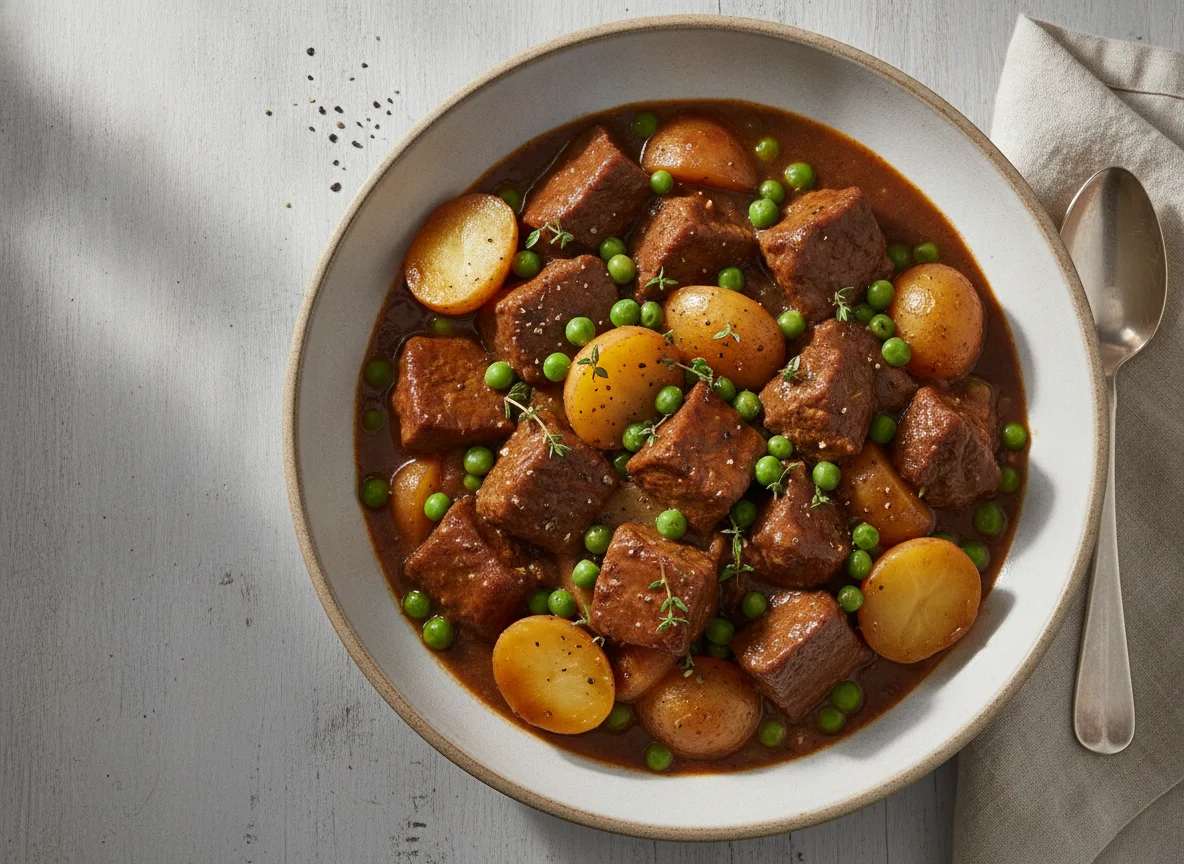 Beef Stew with Potatoes and Peas photo
