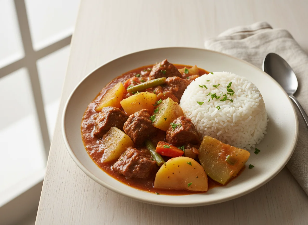 Beef Stew with Rice and Vegetables photo