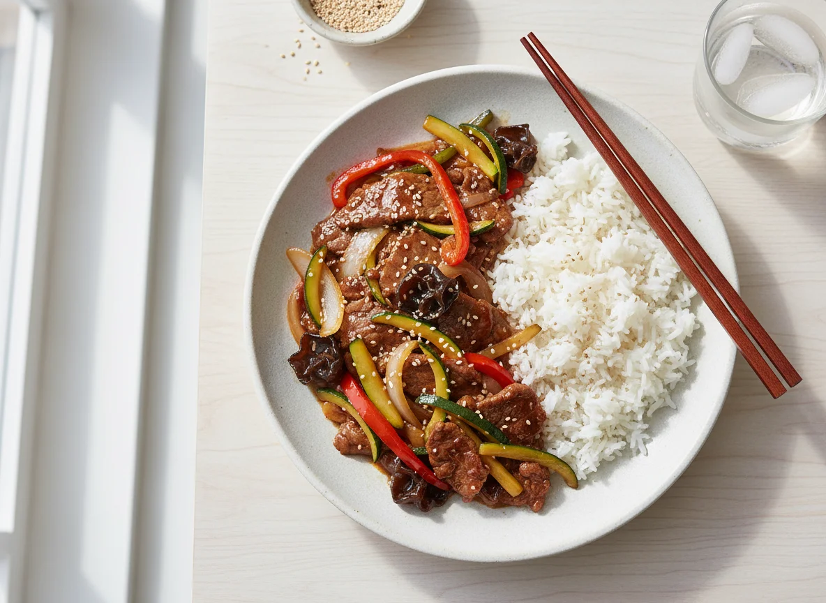 Beef Stir-fry with Rice photo