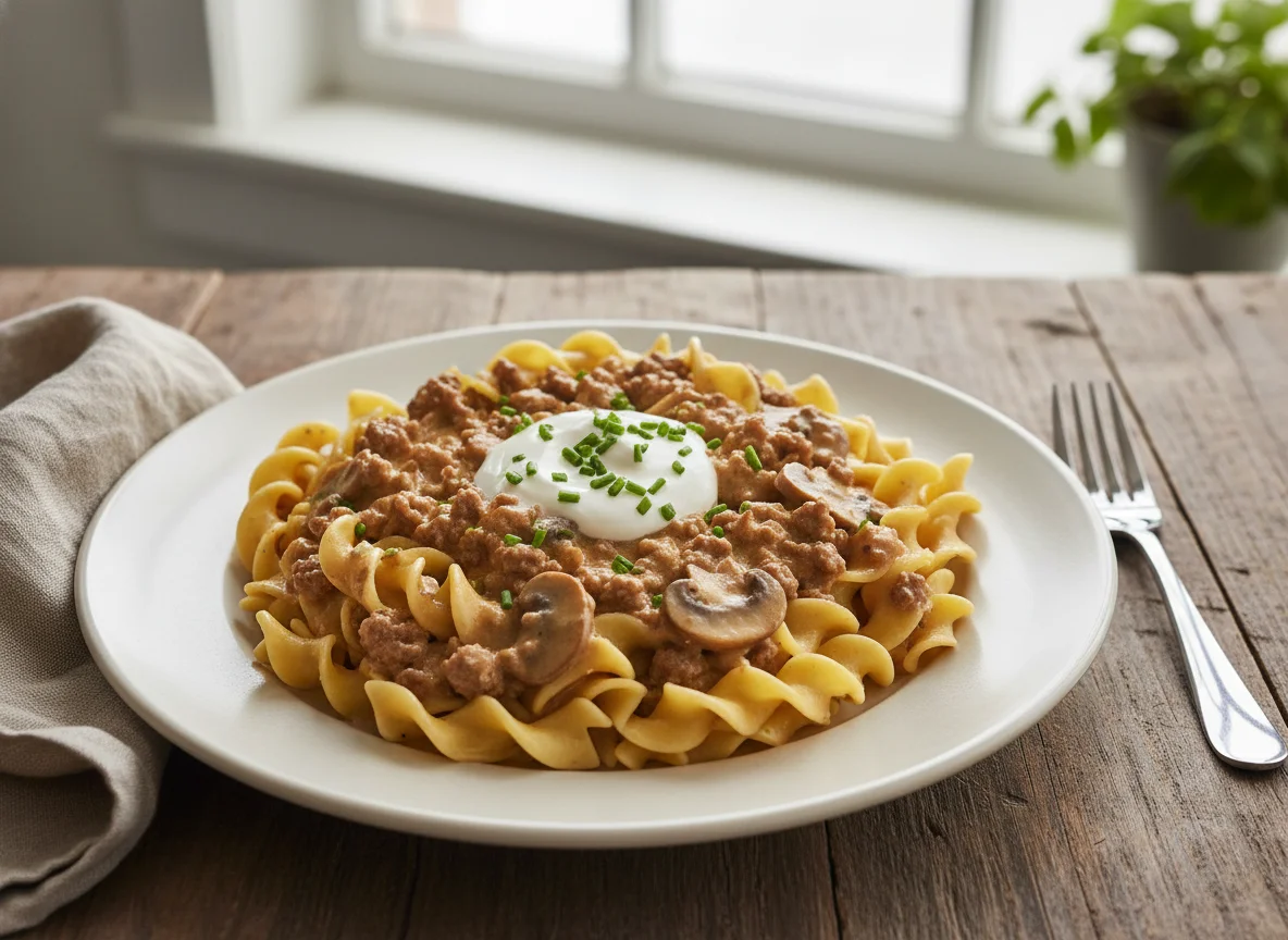 Beef Stroganoff with Egg Noodles photo
