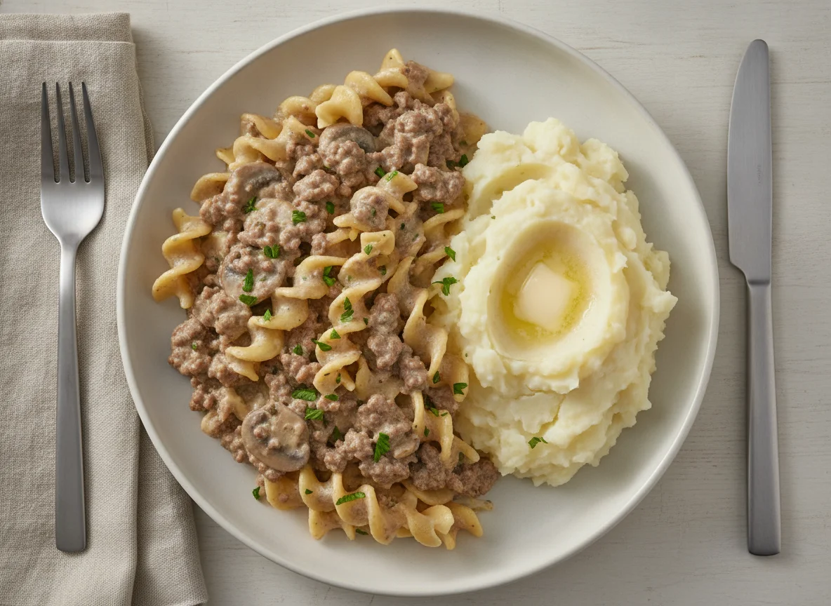 Beef Stroganoff with Mashed Potatoes photo