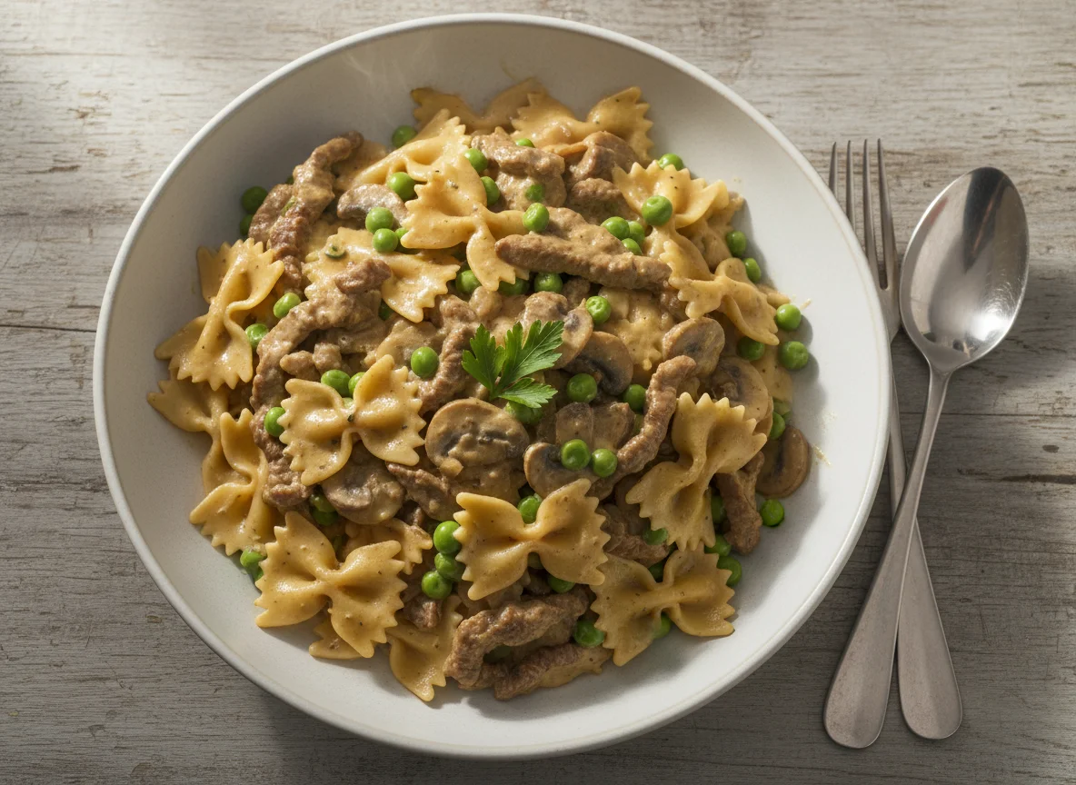 Beef Stroganoff with Peas photo