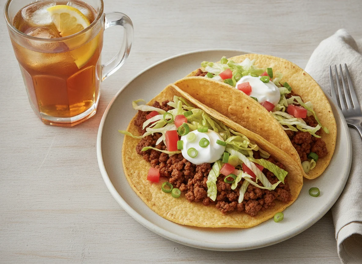 Beef Taco and Iced Tea photo