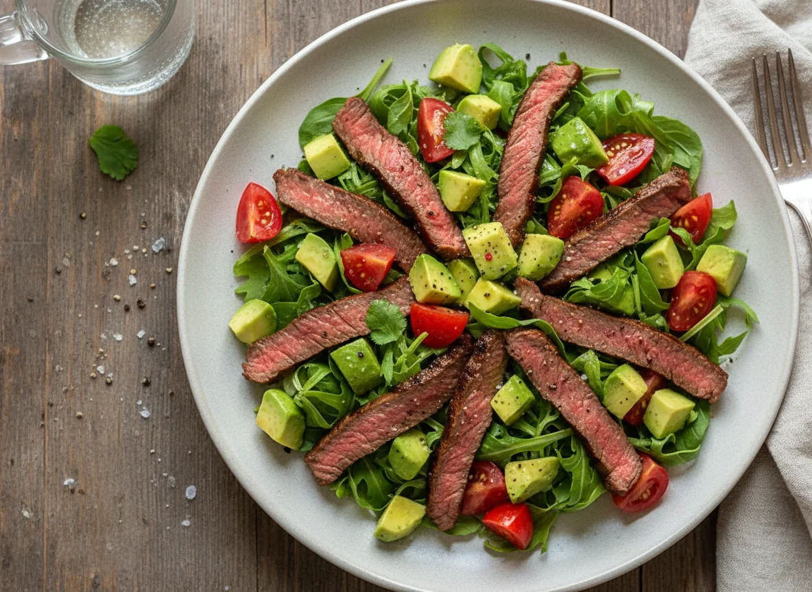 Beef with Avocado and Tomato Salad photo