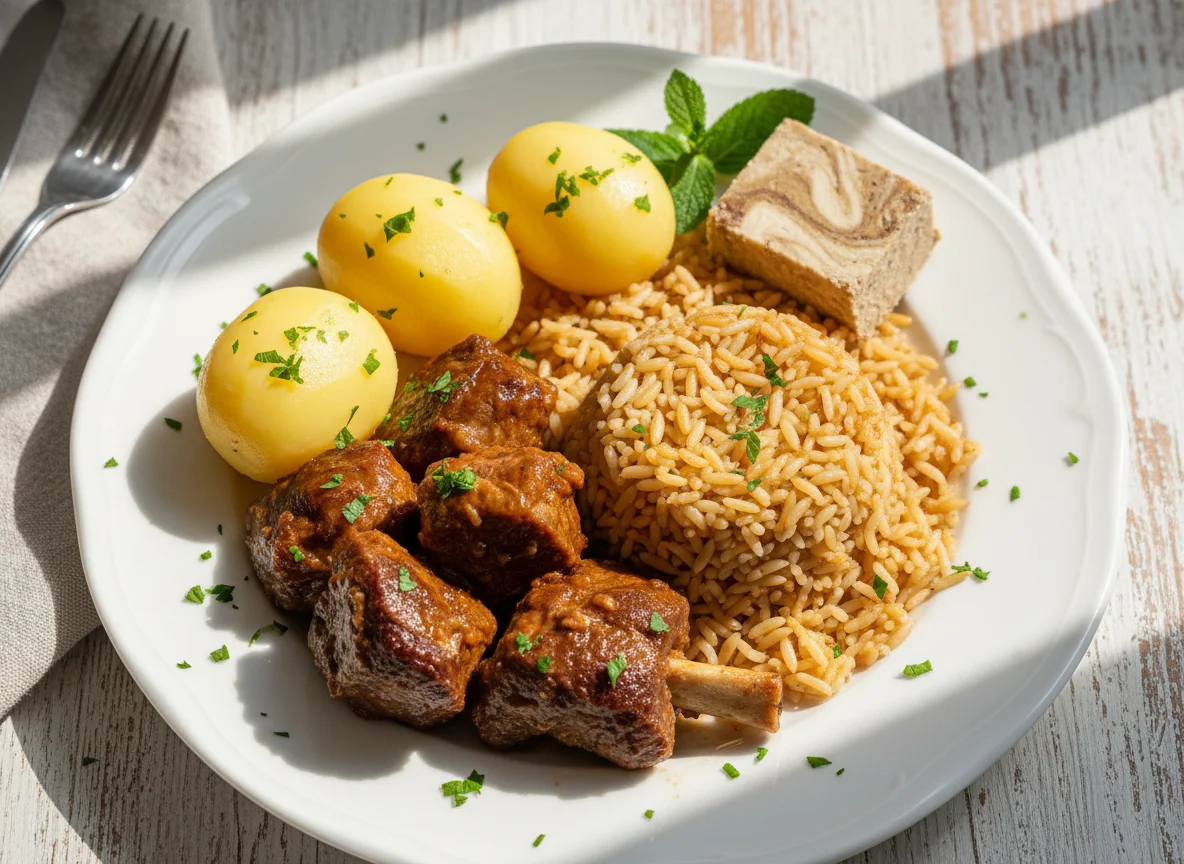 Beef with Rice and Potato photo