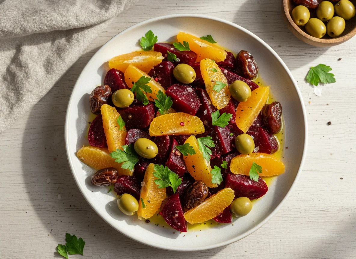 Beet and Orange Salad with Dates and Olives photo