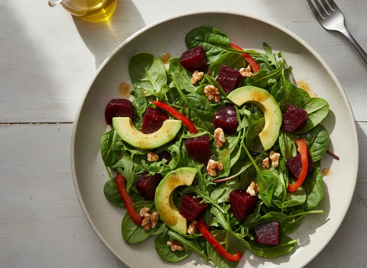 Beetroot and Avocado Salad with Mixed Greens photo
