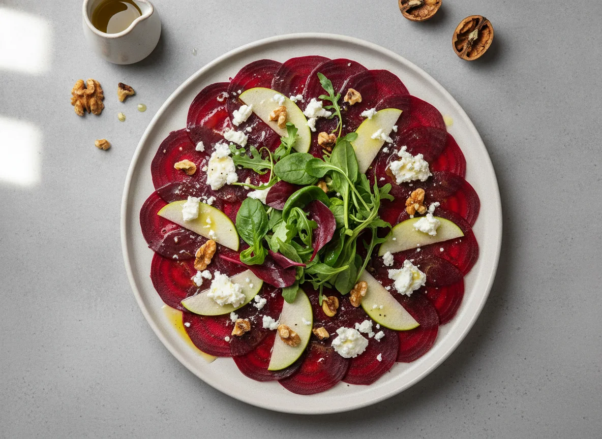 Beetroot Carpaccio with Goat Cheese and Walnuts photo