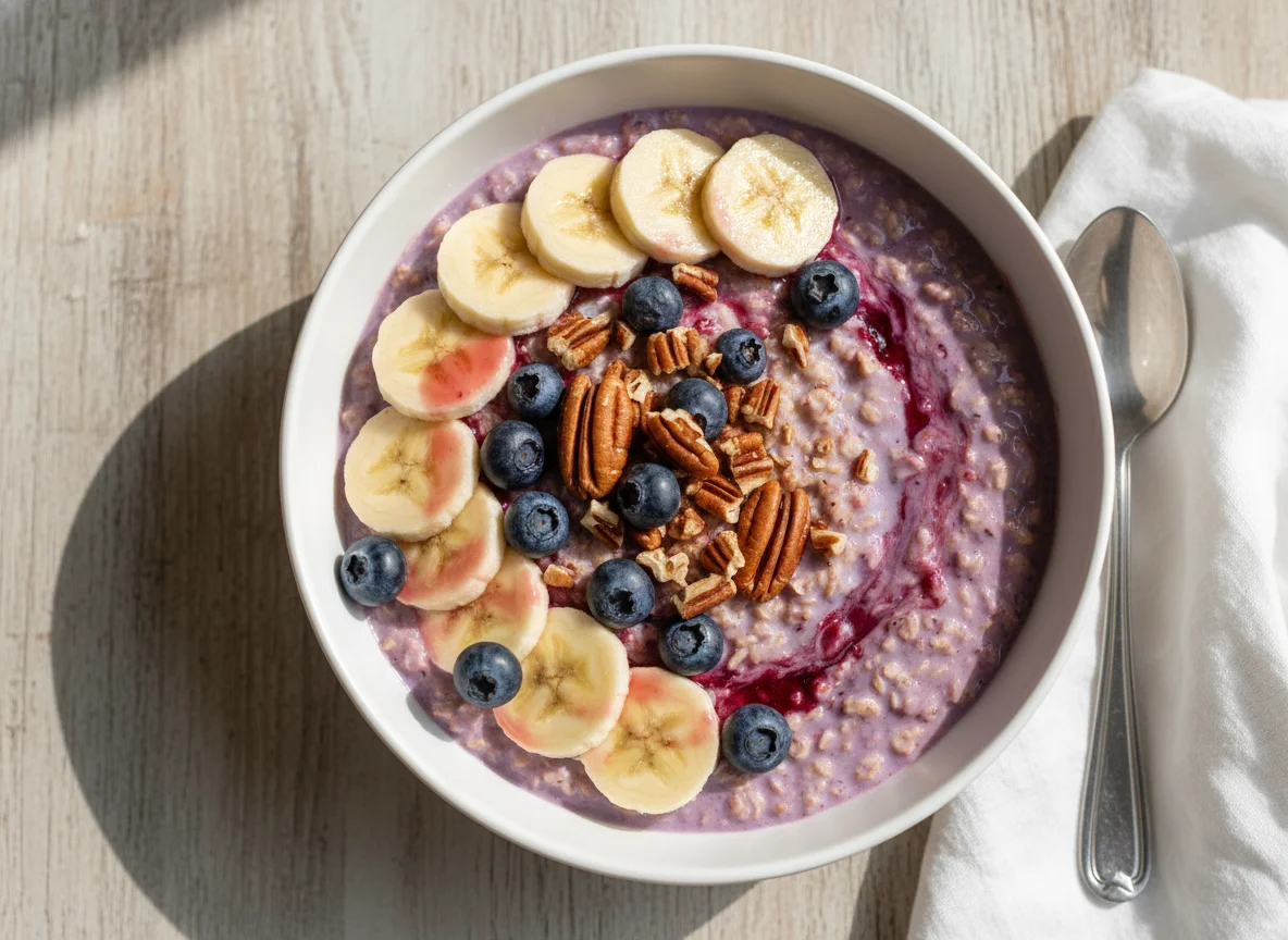 Berry Banana Oatmeal with Nuts photo