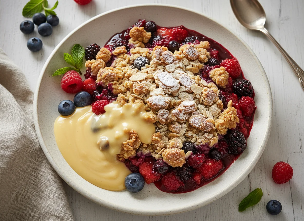 Berry Crumble with Custard photo