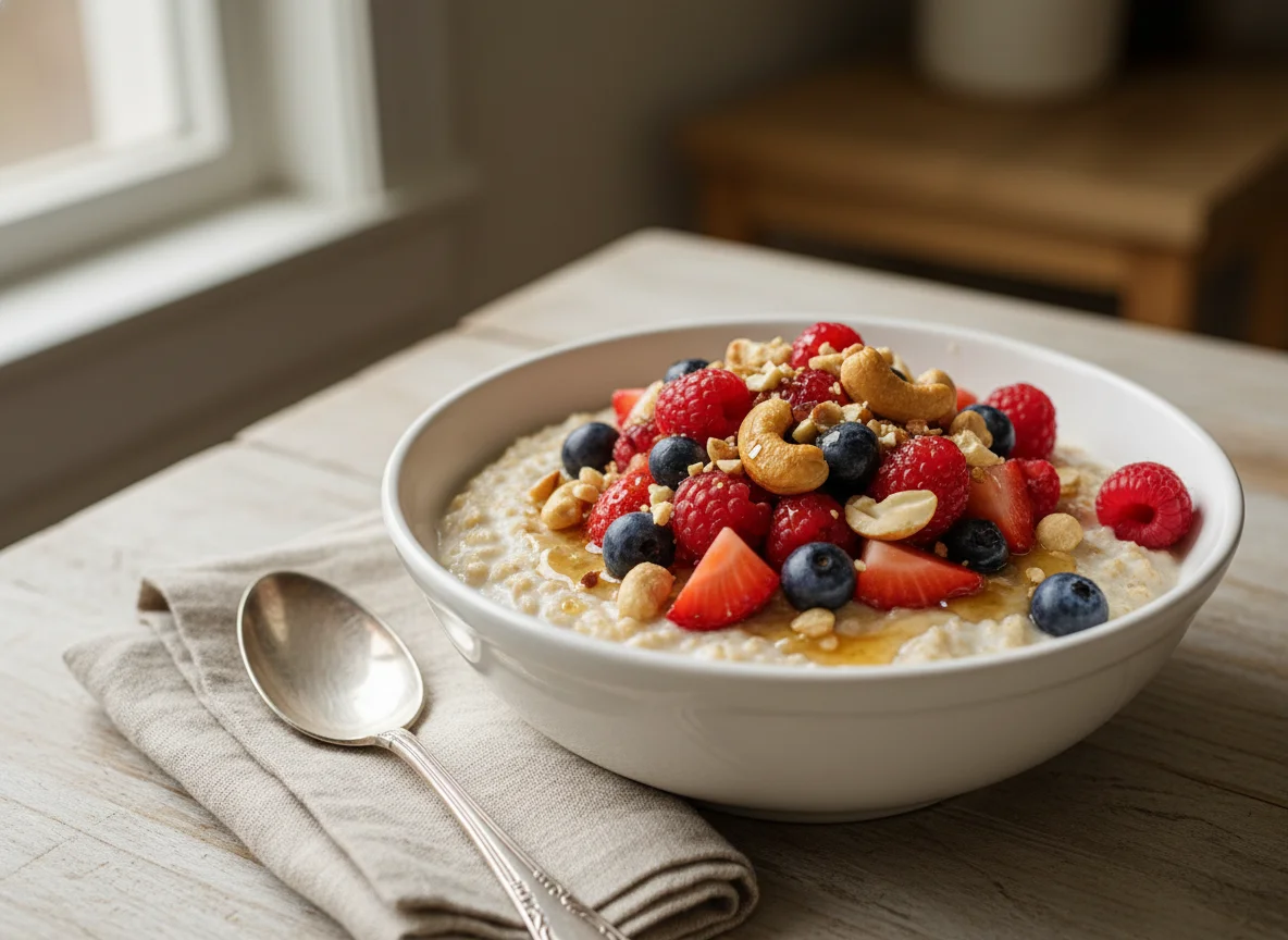 Berry Oatmeal with Cashews photo