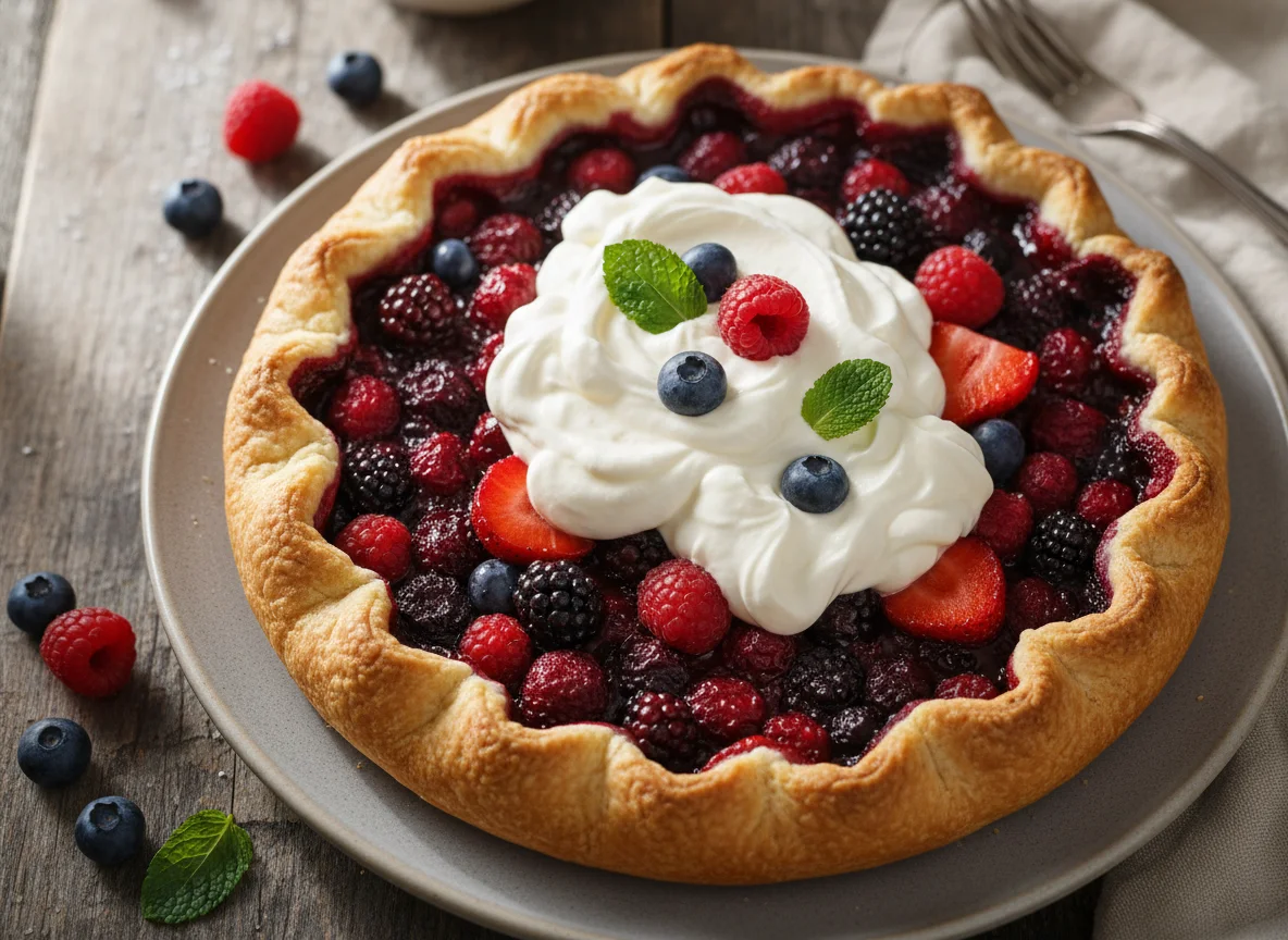 Berry Pie with Cream Topping photo