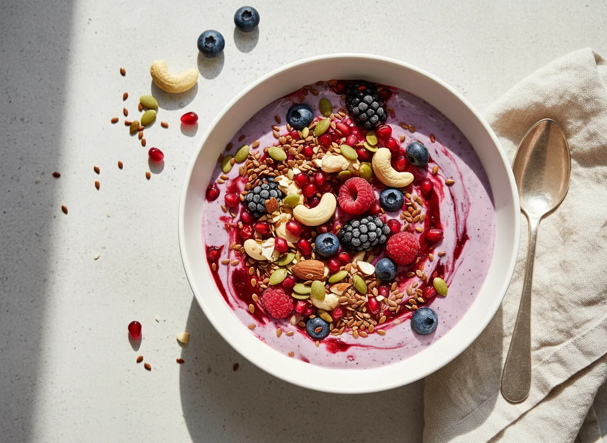 Berry Yogurt Bowl with Nuts and Seeds photo