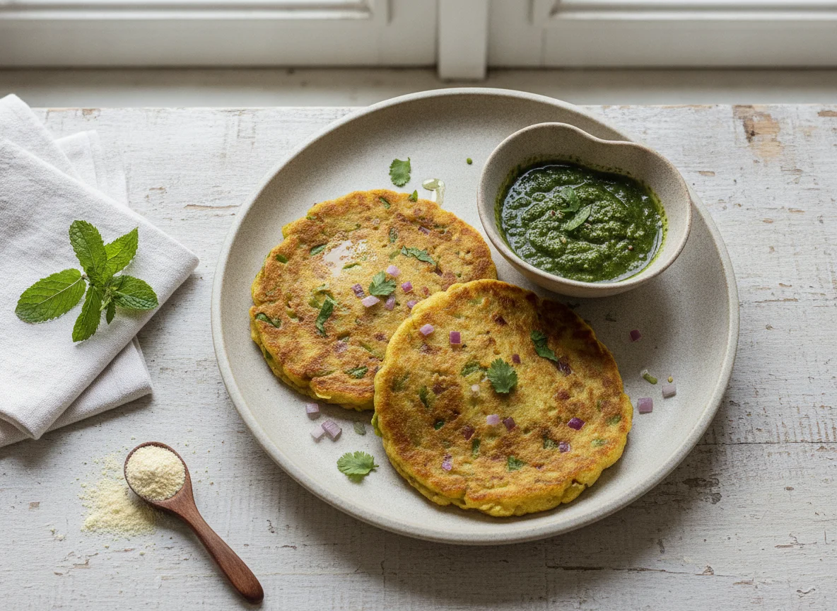 Besan Chilla with Green Chutney photo