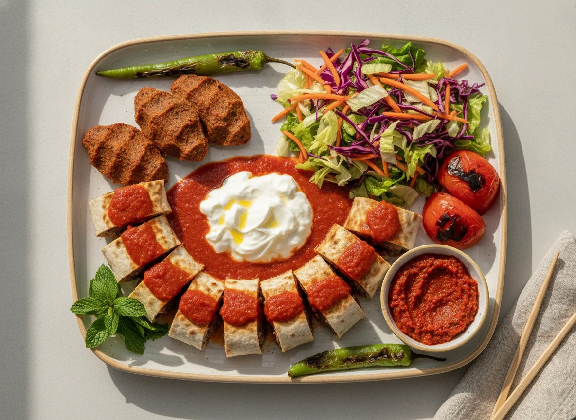 Beyti Kebab with Salad and Mezes photo