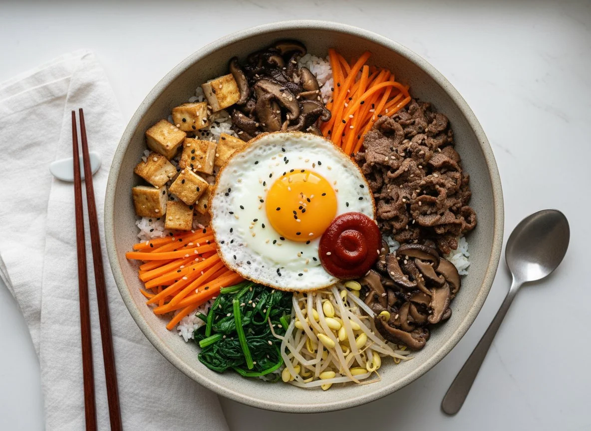 Bibimbap with Beef and Fried Egg photo