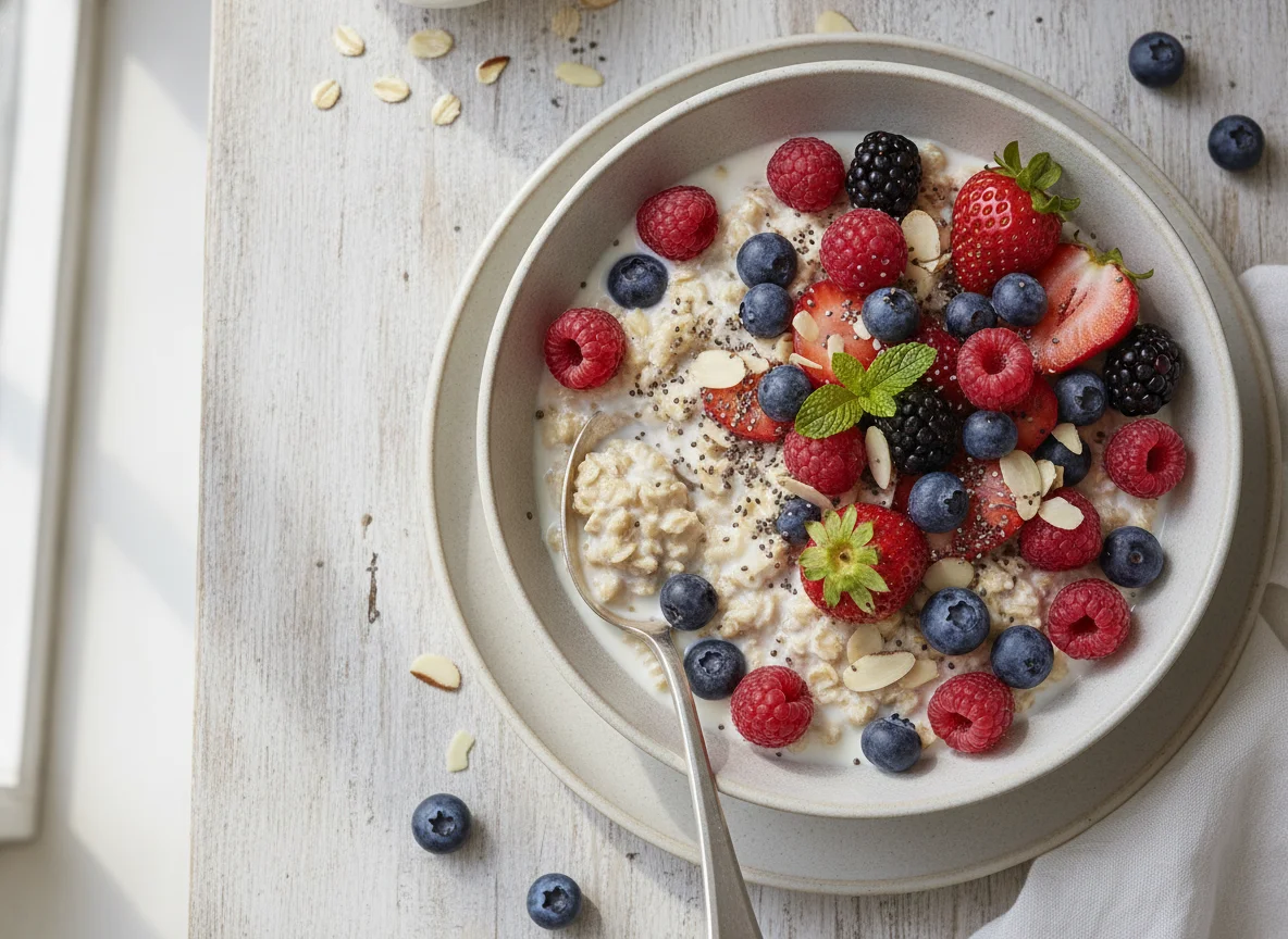 Bircher muesli with berries photo