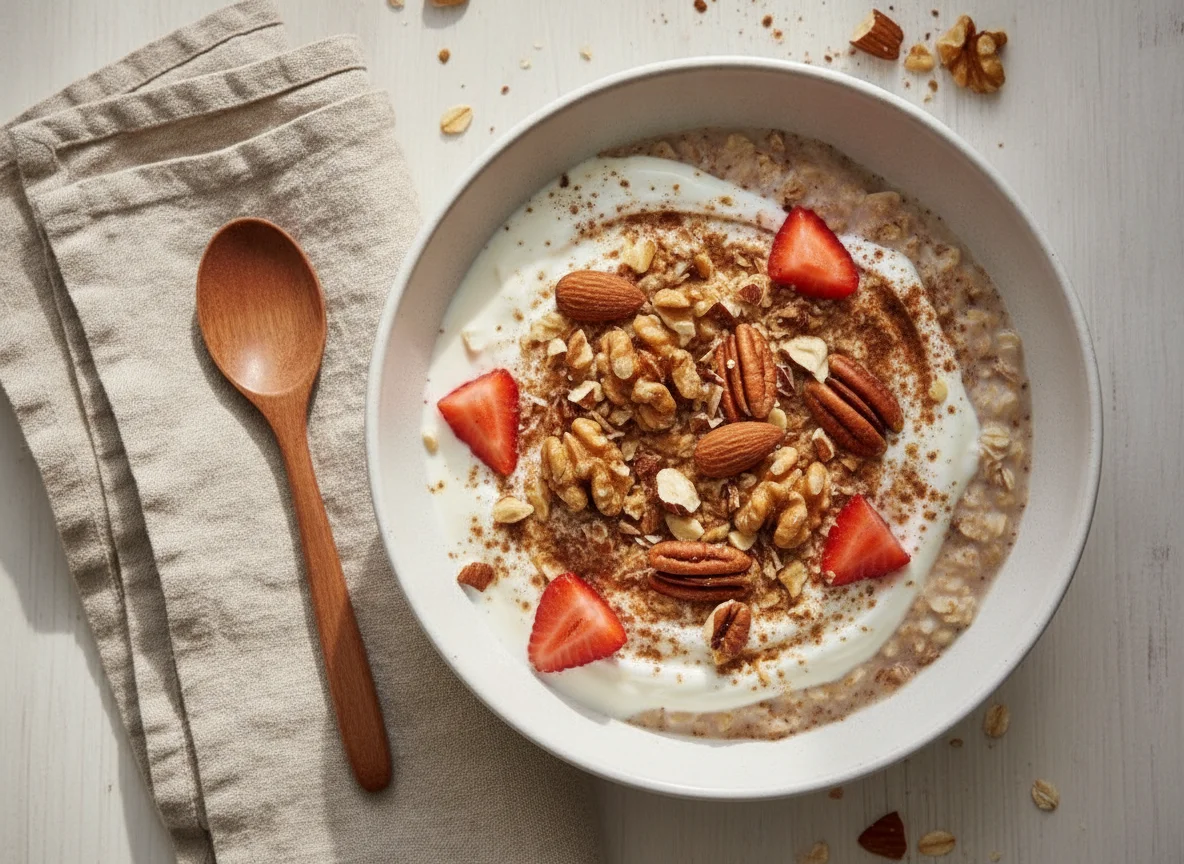 Bircher muesli with yogurt photo