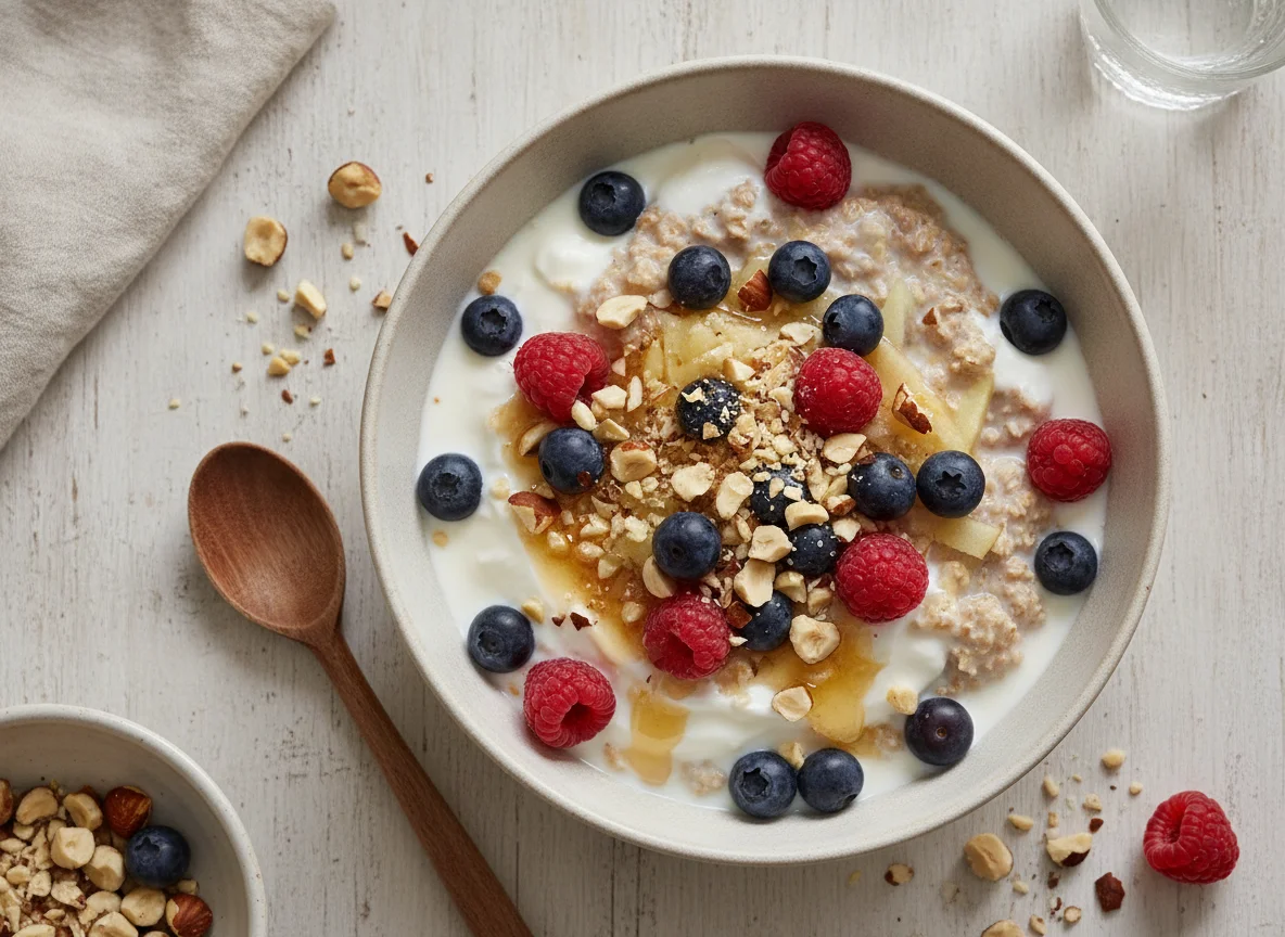 Birchermüesli with berries photo