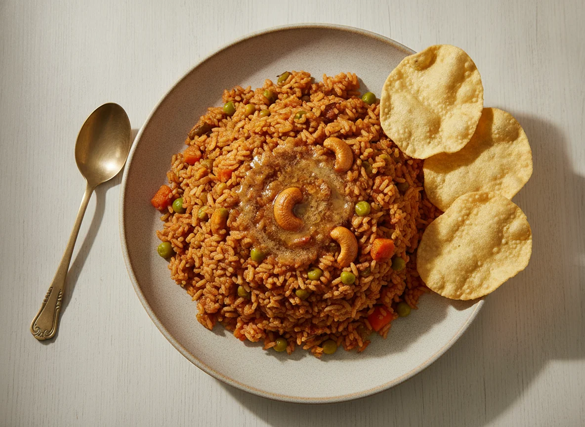 Bisi Bele Bath with Papad photo