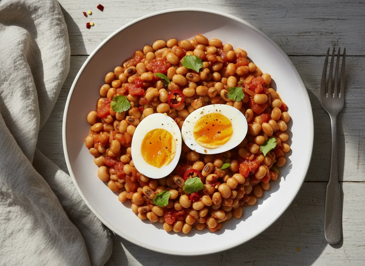 Black-eyed Peas with Eggs and Tomato Sauce photo