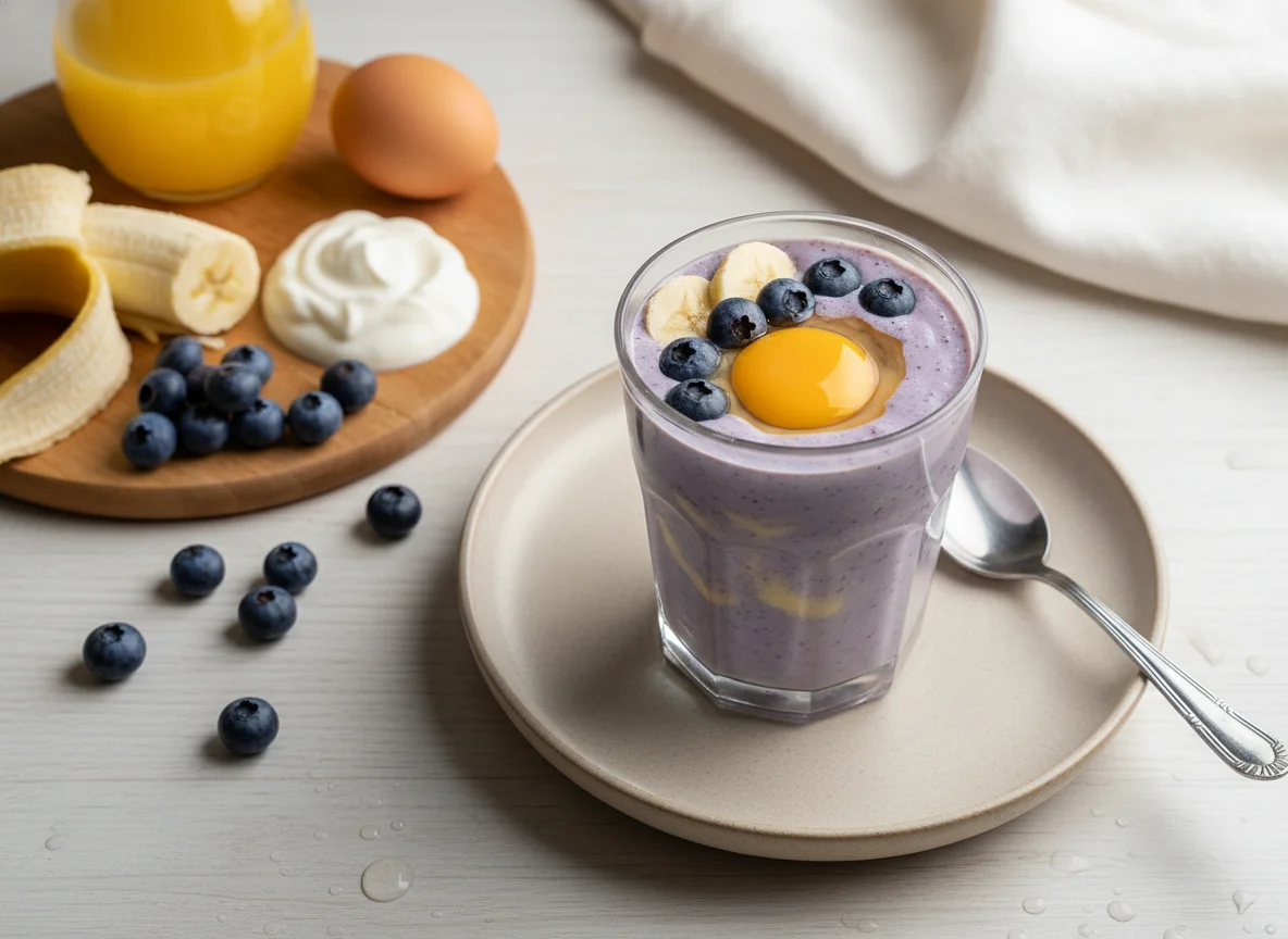 Blueberry Banana Smoothie with Raw Eggs photo
