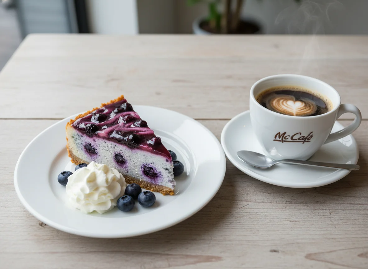 Blueberry Cheesecake and Hot Beverage photo