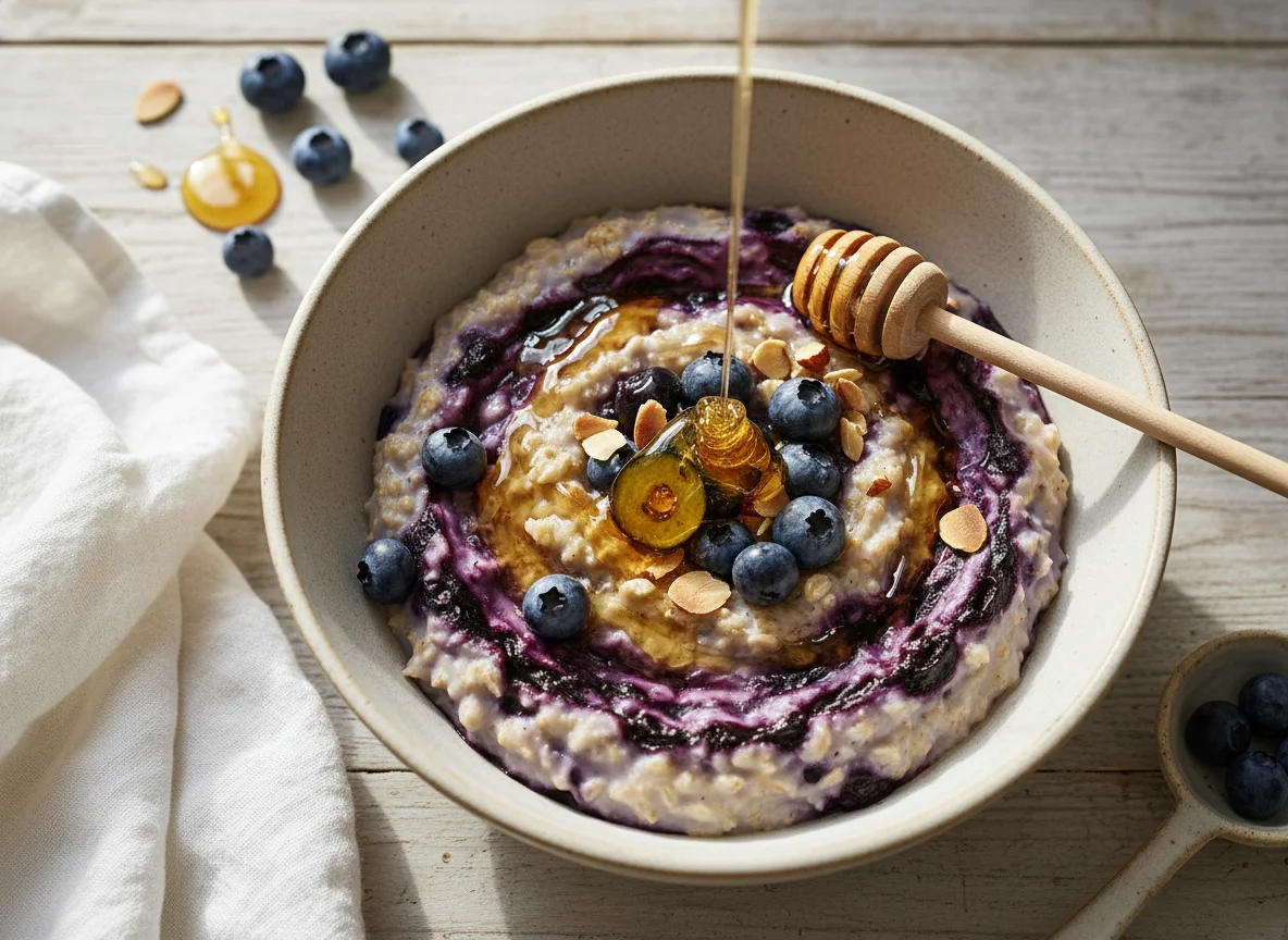Blueberry Porridge with Honey photo