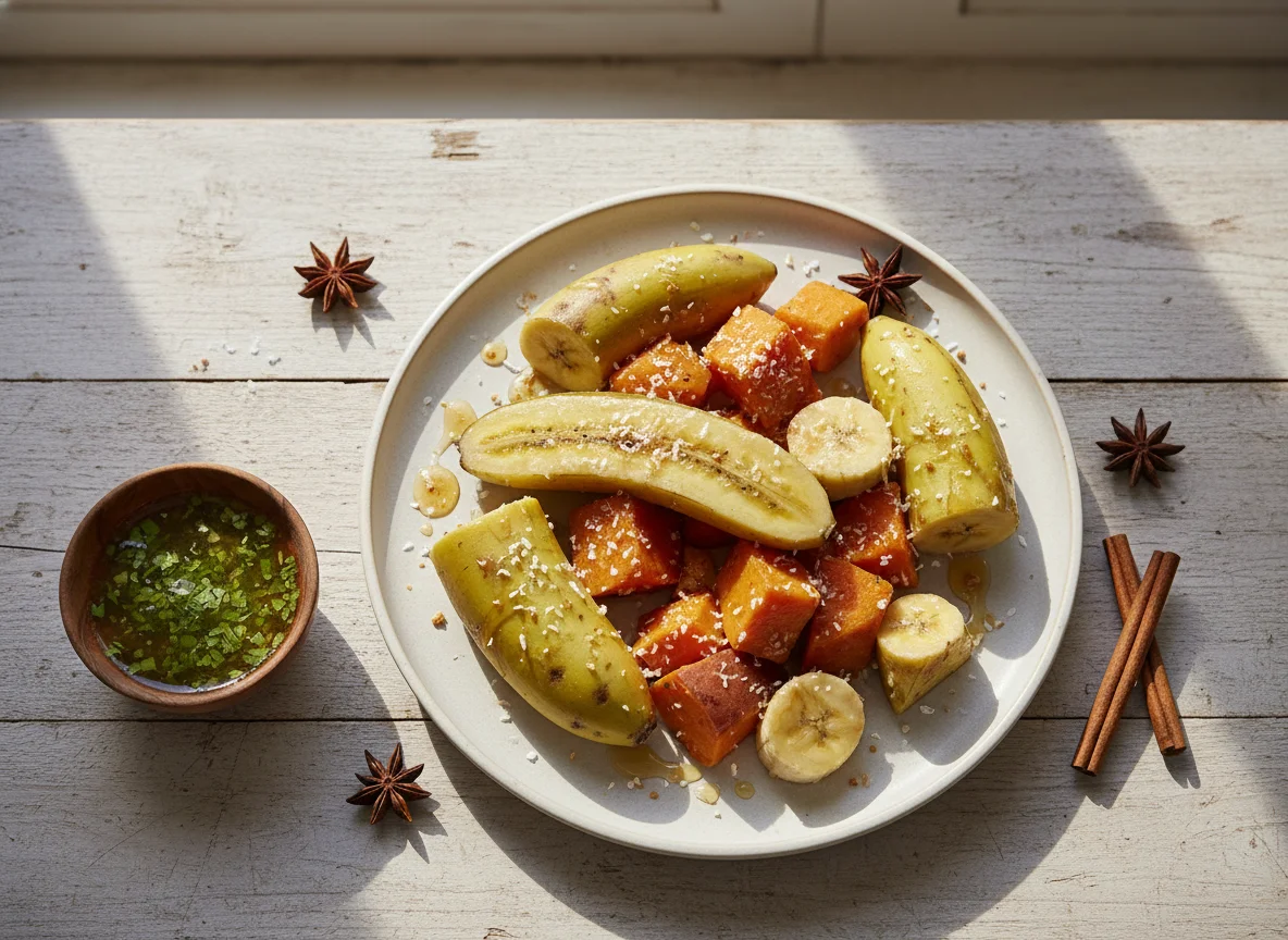 Boiled Bananas and Sweet Potatoes photo