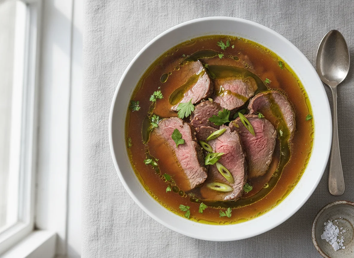 Boiled beef soup photo