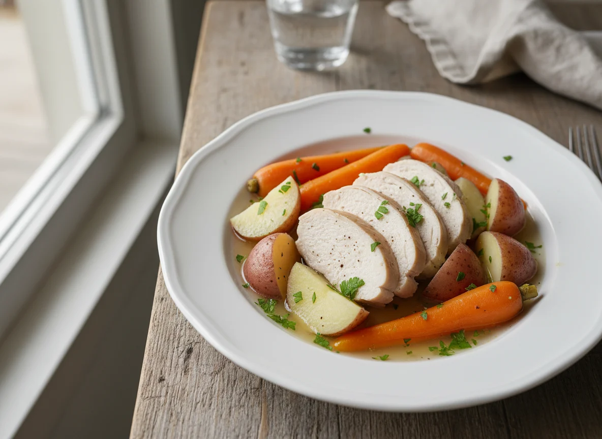 Boiled Chicken with Potatoes and Carrots photo