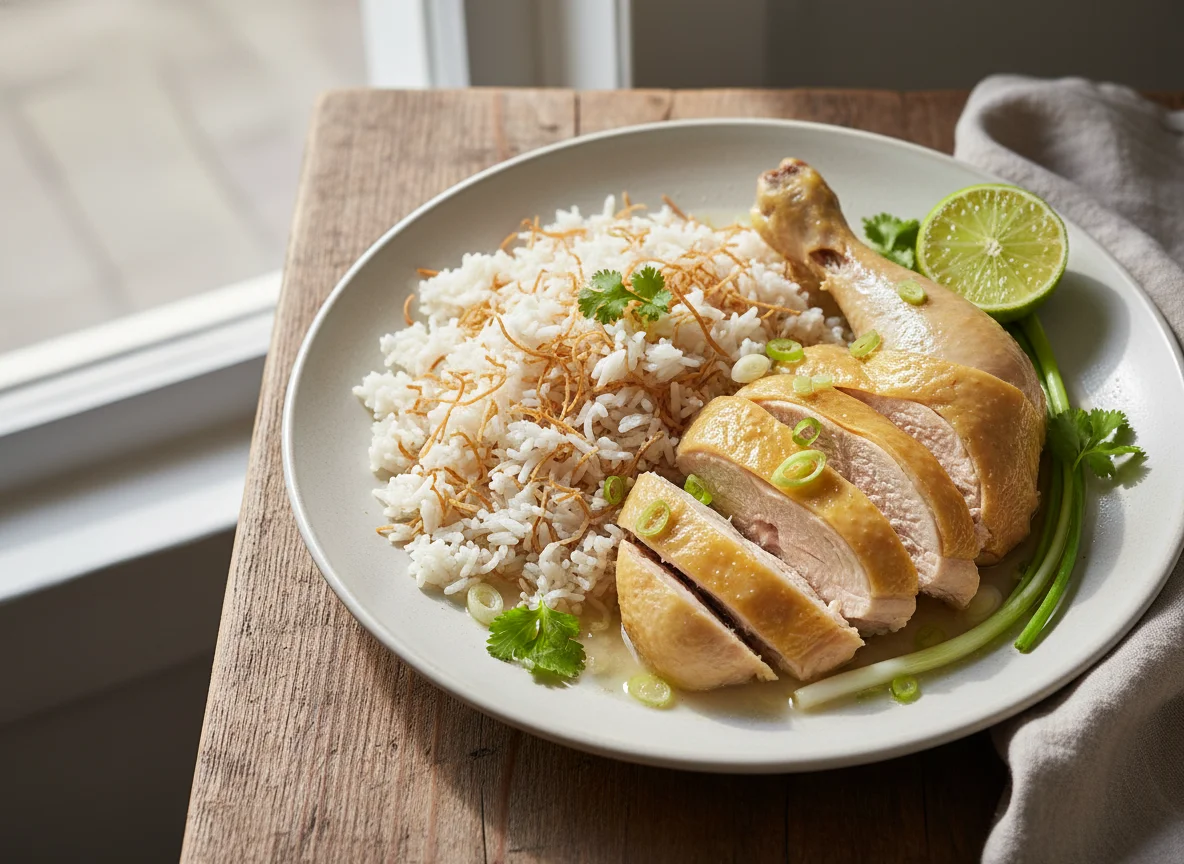 Boiled Chicken with Rice and Vermicelli photo