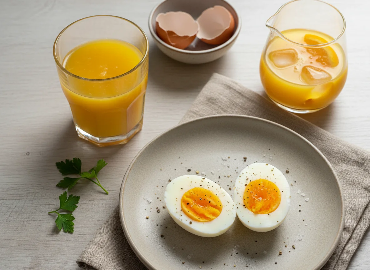 Boiled Eggs and Orange Juice photo