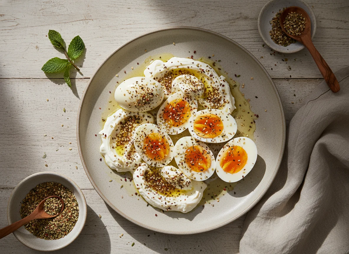 Boiled Eggs with Cheese and Spices photo