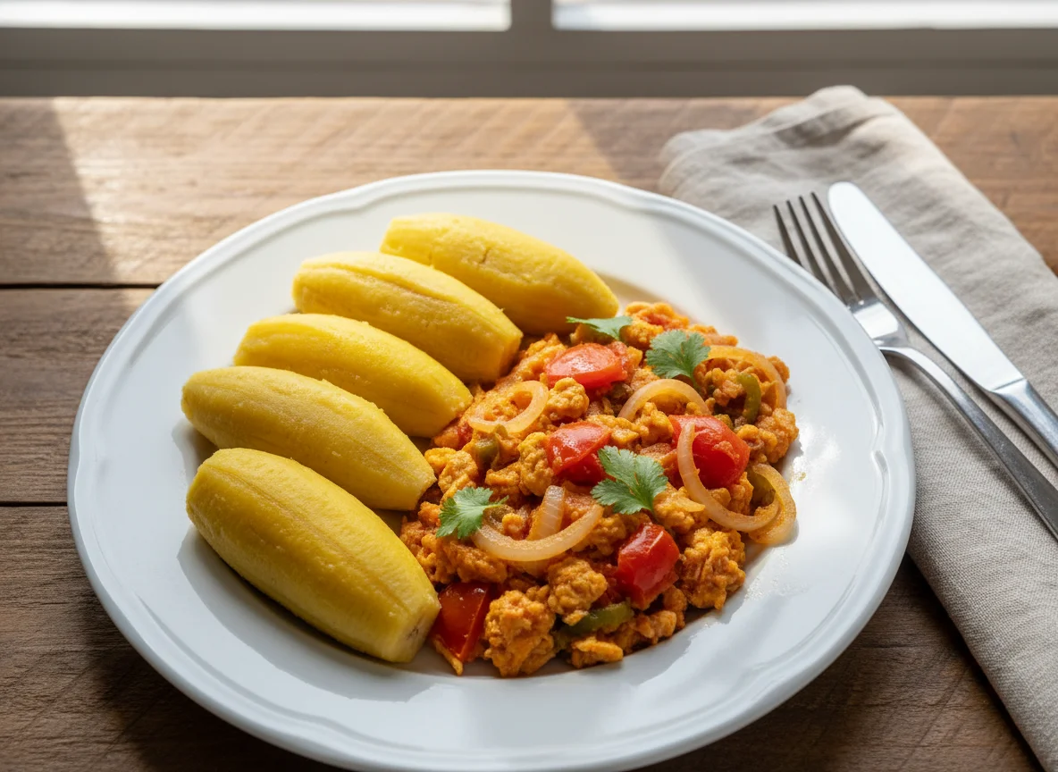 Boiled Plantain with Egg Stew photo
