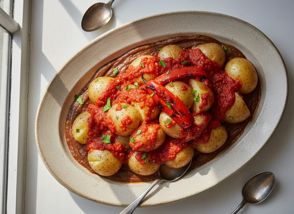 Boiled Potatoes with Sauce photo