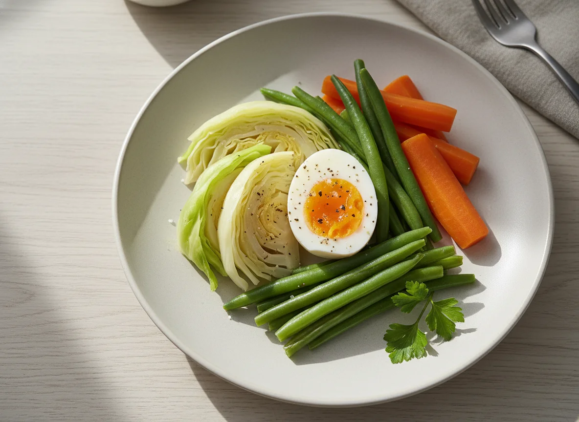 Boiled Vegetables and Egg photo