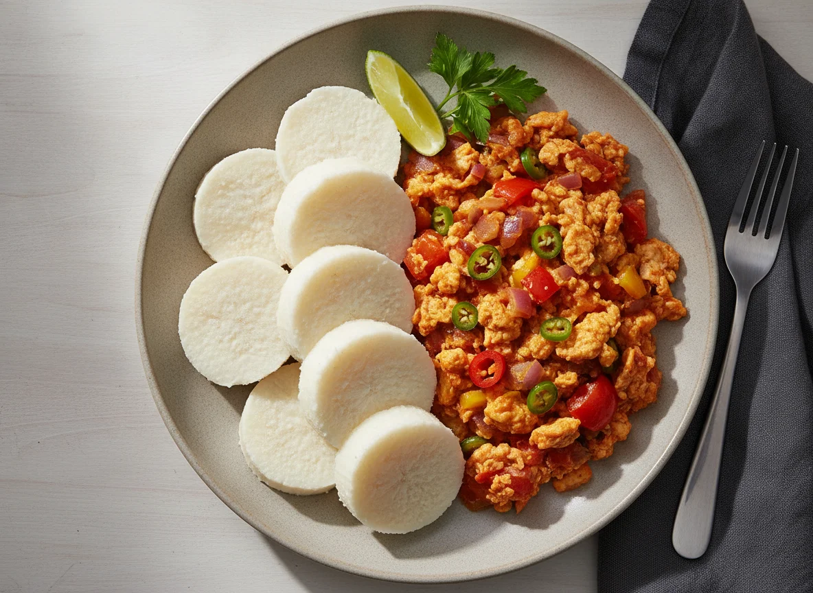 Boiled Yam and Egg Sauce photo