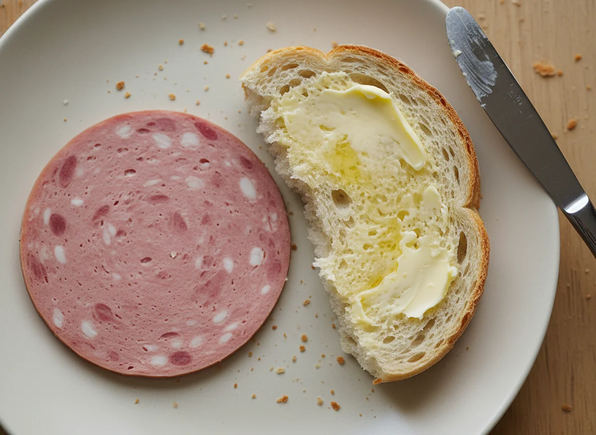 Bologna and bread snack photo