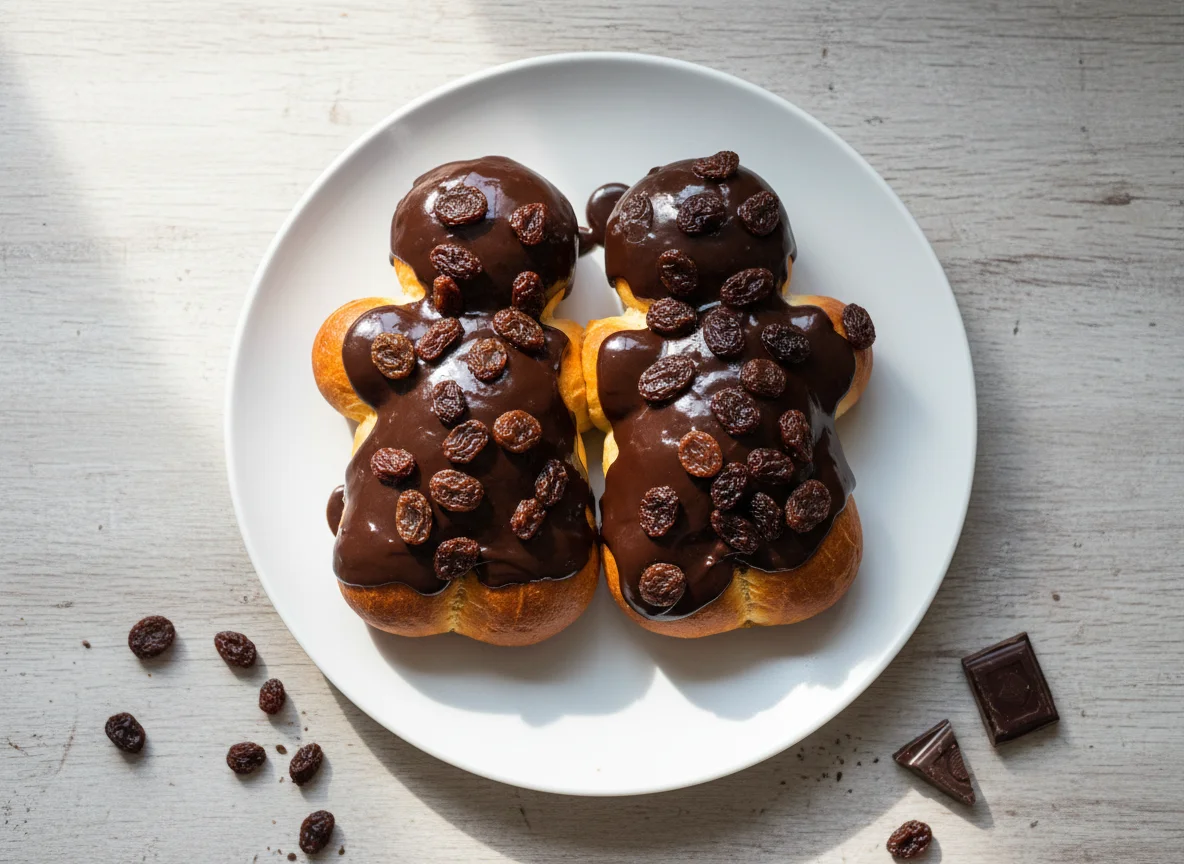 Boxemännchen with chocolate and raisins photo
