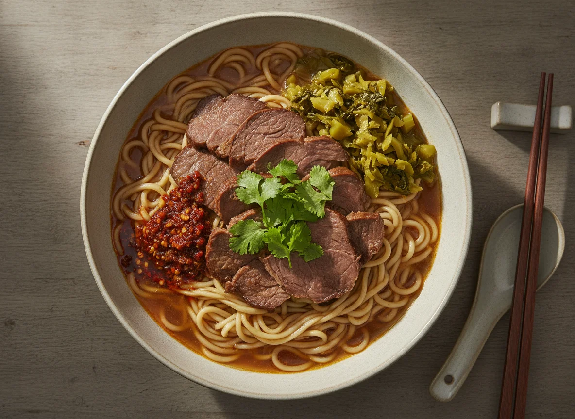 Braised Beef Noodles with Pickled Vegetables photo