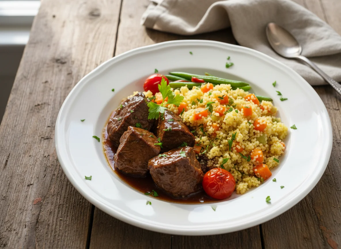 Braised Beef with Vegetable Couscous photo