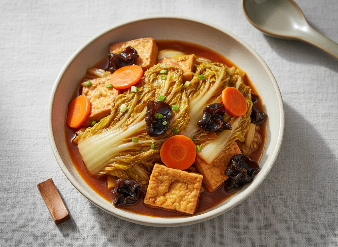 Braised Cabbage with Tofu and Black Fungus photo