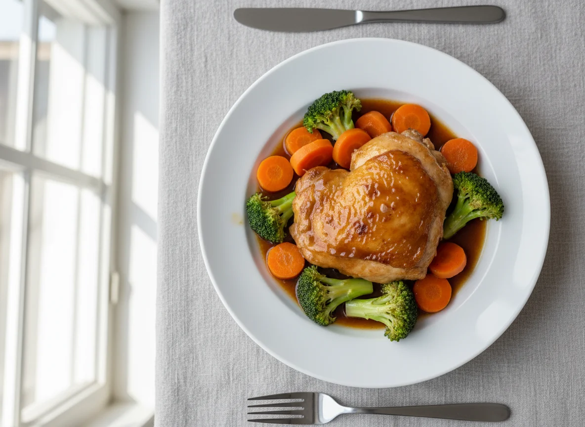 Braised Chicken with Broccoli and Carrots photo