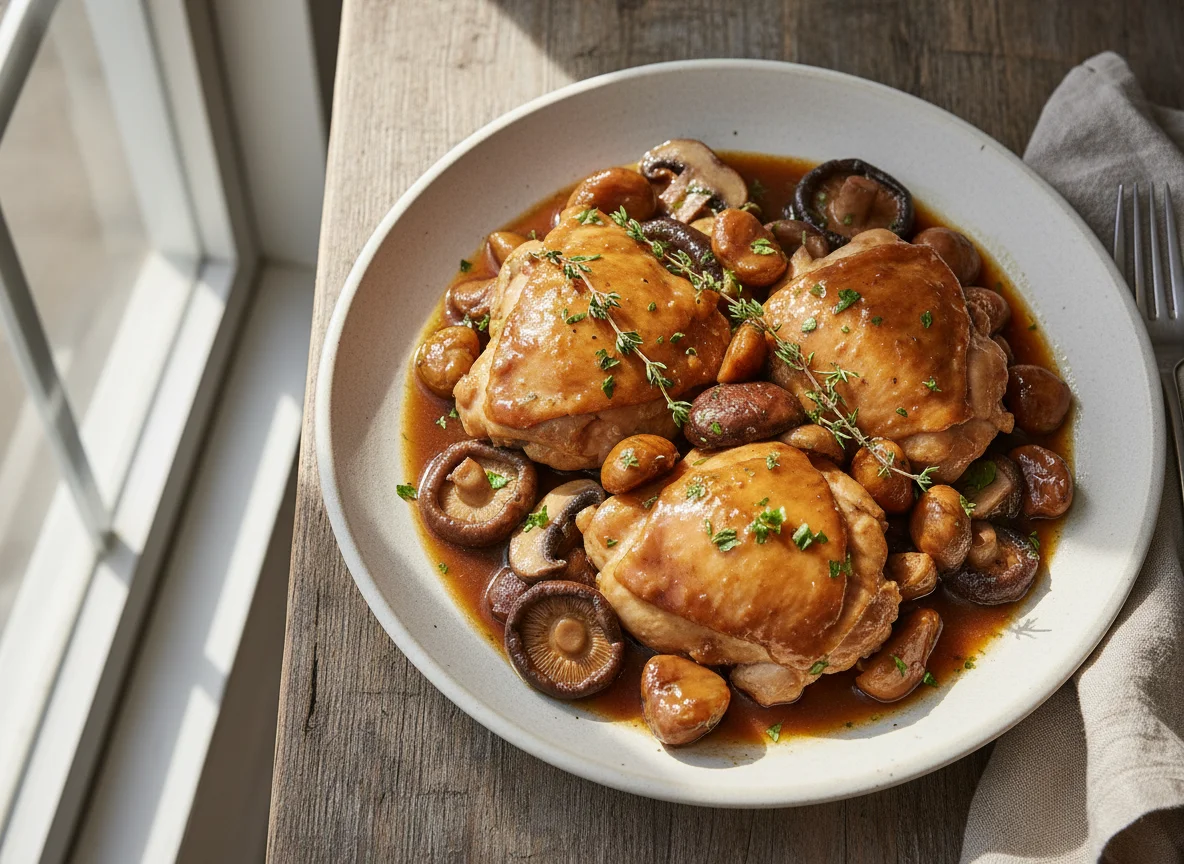 Braised Chicken with Mushrooms and Chestnuts photo