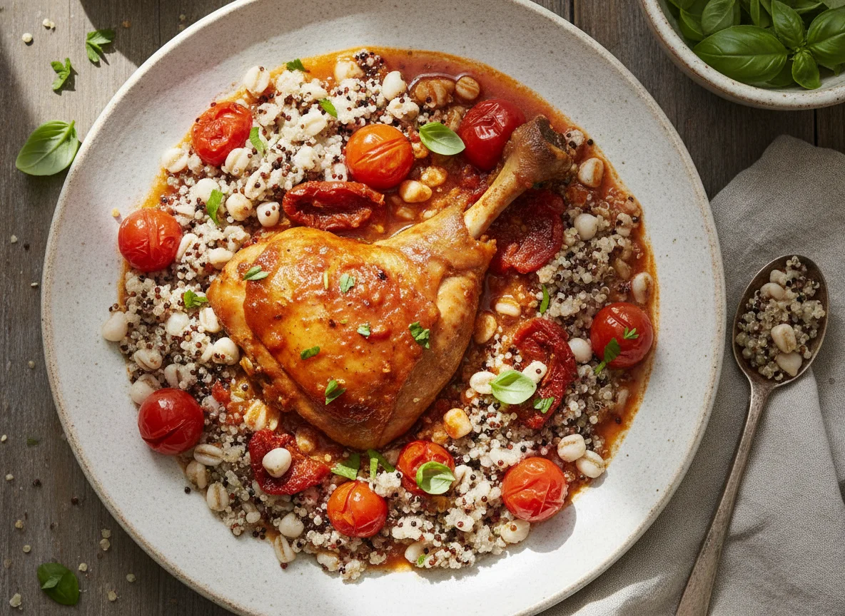Braised Chicken with Tomato and Mixed Grains photo