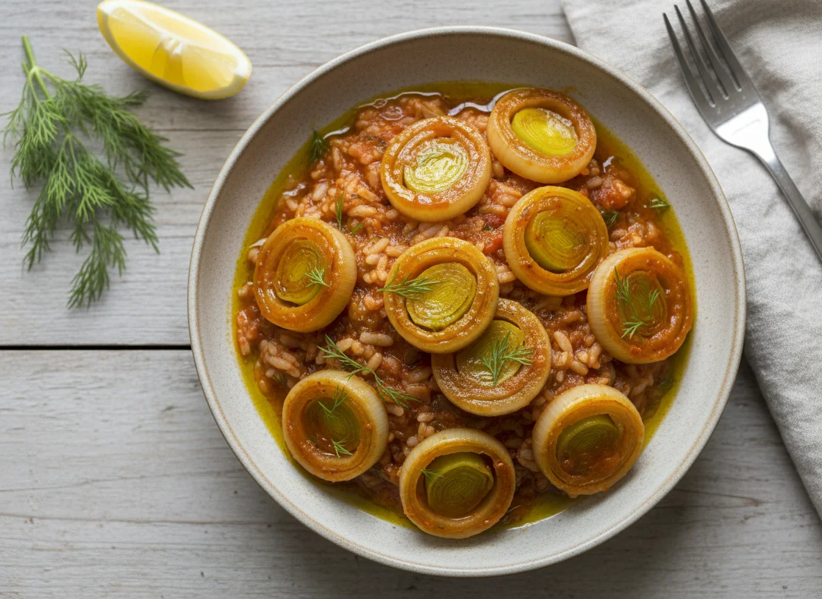Braised Leeks with Rice and Olive Oil (Zeytinyağlı Pırasa) photo