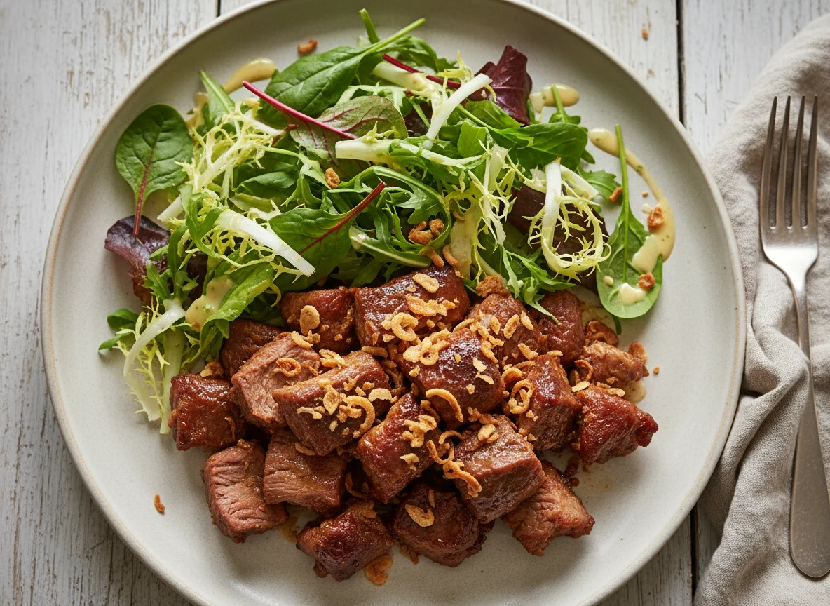 Braised Meat with Mixed Leaf Salad photo